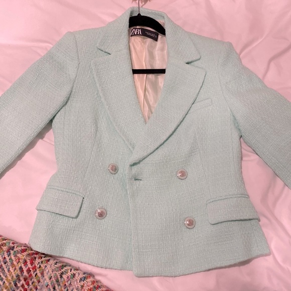 Zara Jackets & Coats Green Blazer Set With The Skort Poshmark
